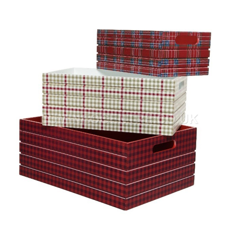Nest of 3 Check Print Storage Boxes