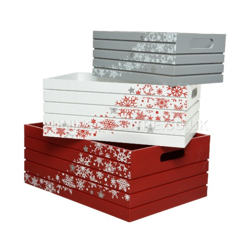 Nest of 3 Snowflake Print Storage Boxes