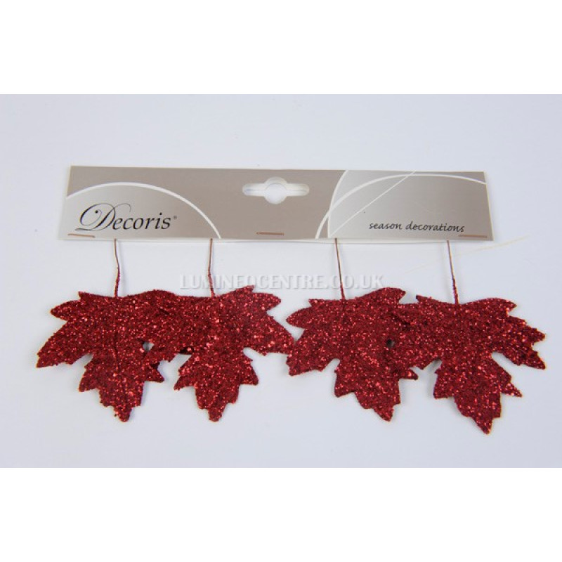 Decoris 6cm Wired Glitter Leaves