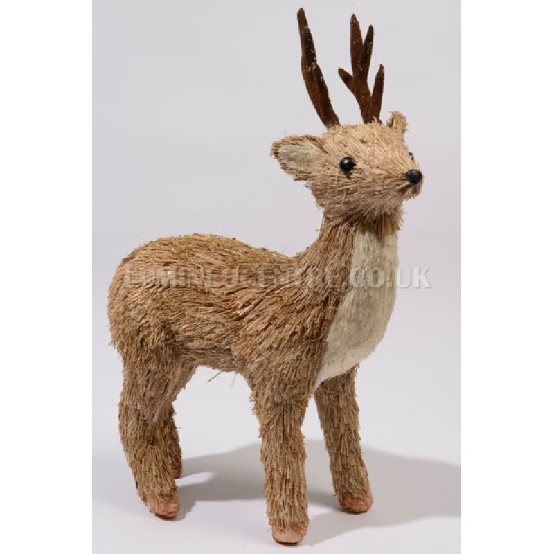 Lumineo 45cm Natural Glittered Reindeer Figure