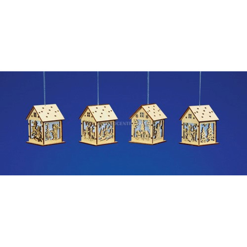 Premier Wooden House Hanging LED Decoration