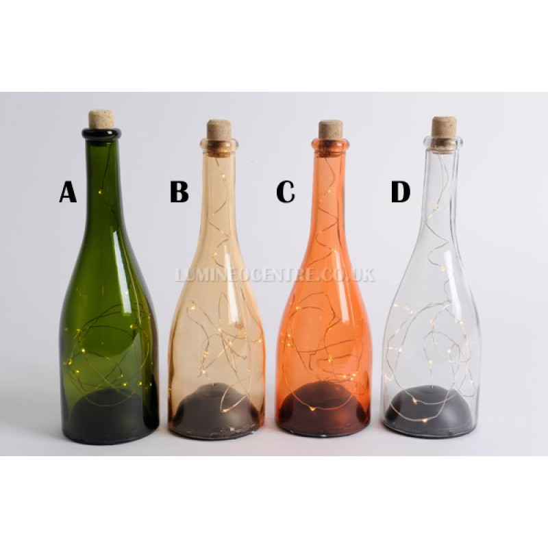 Lumineo 10 LED Warm White 27.5cm Glass Wine Bottle Lamps Choice of 4 Colours