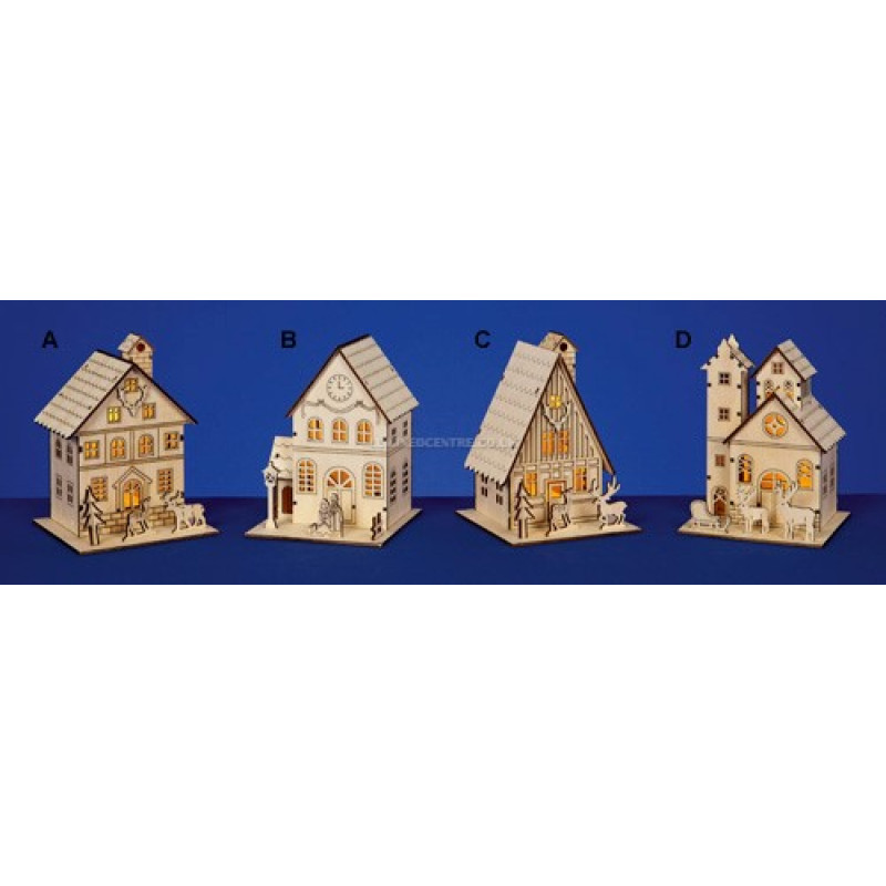 Premier-Nordic-Lit-Village-Collection-LED-16cm-Wooden-House