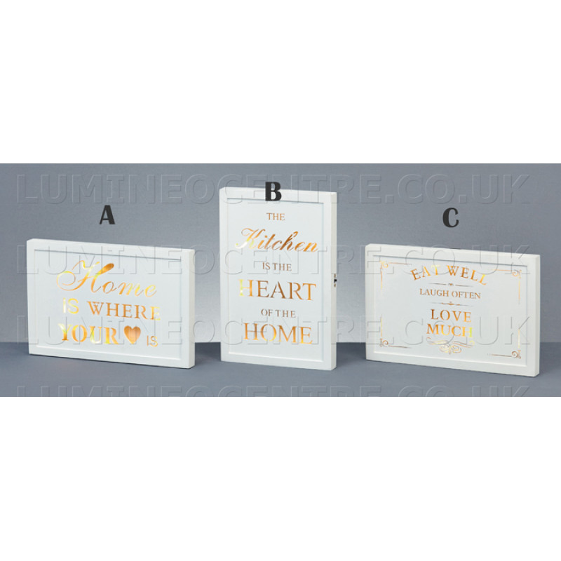 Premier LED Lit Wooden Wall Plaques in 3 Designs