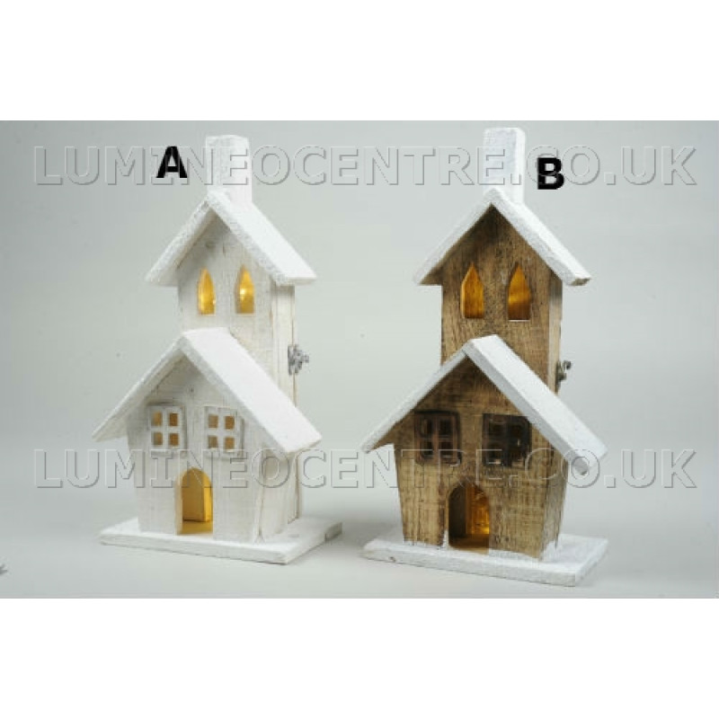 Lumineo 37cm Warm White LED Lit Wooden House