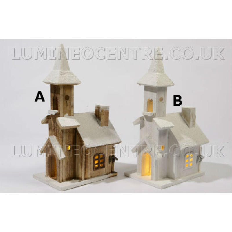 Lumineo 42cm Warm White LED Lit Wooden House