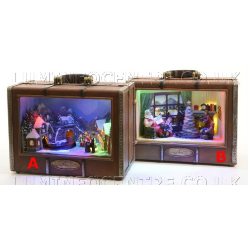 Lumineo LED Suitcase Christmas Scene With Mechanical Display