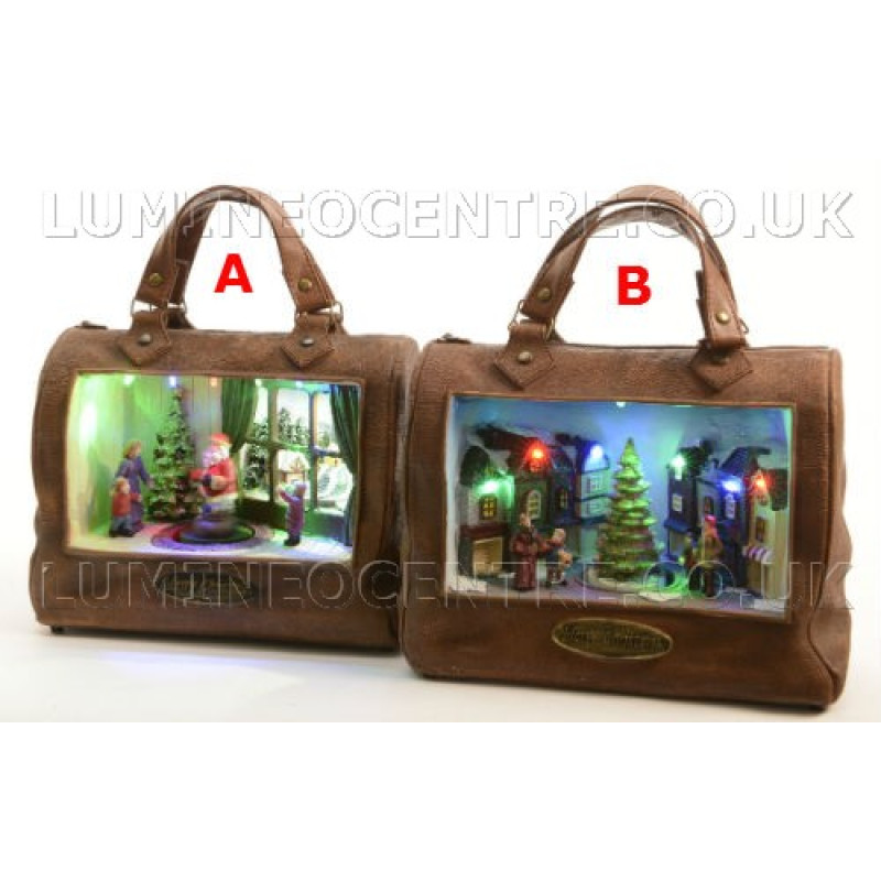 Lumineo LED Handbag Christmas Scene With Mechanical Display