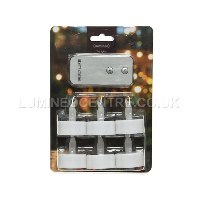 Lumineo Battery Operated Remote Control LED Tea Lights Pack of 6