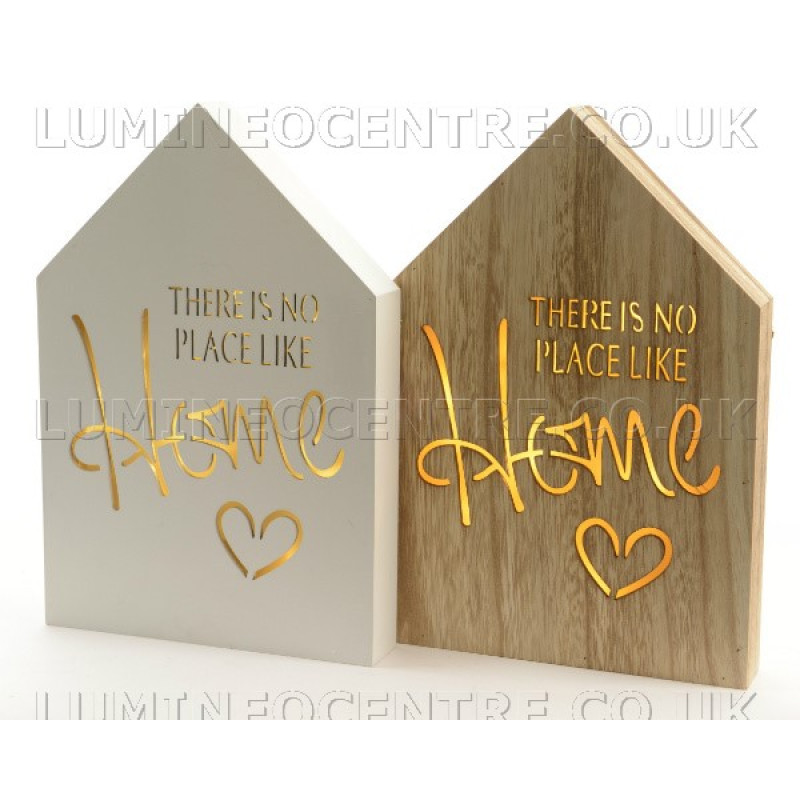 Lumineo No Place Like Home Wooden LED Wall Plaques