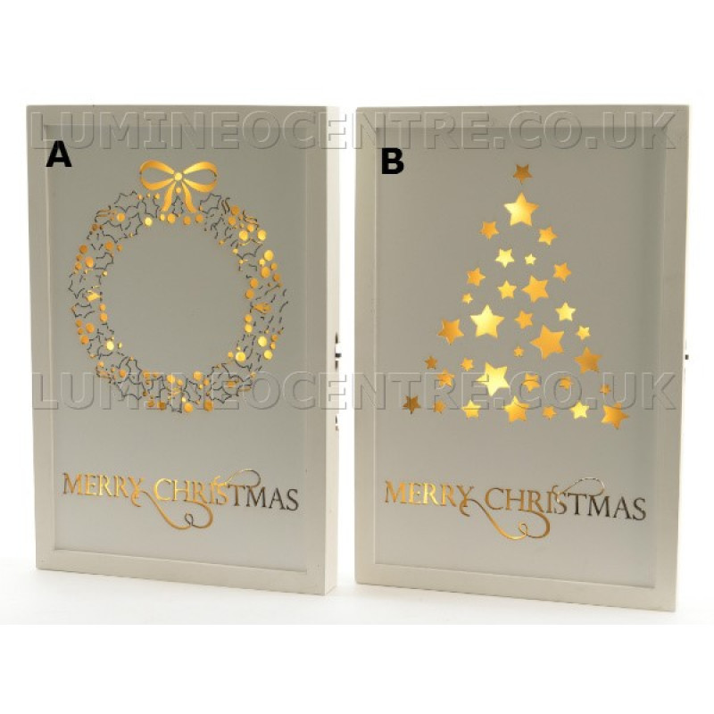 Lumineo Wooden LED Merry Christmas Plaque Choice of Two Designs