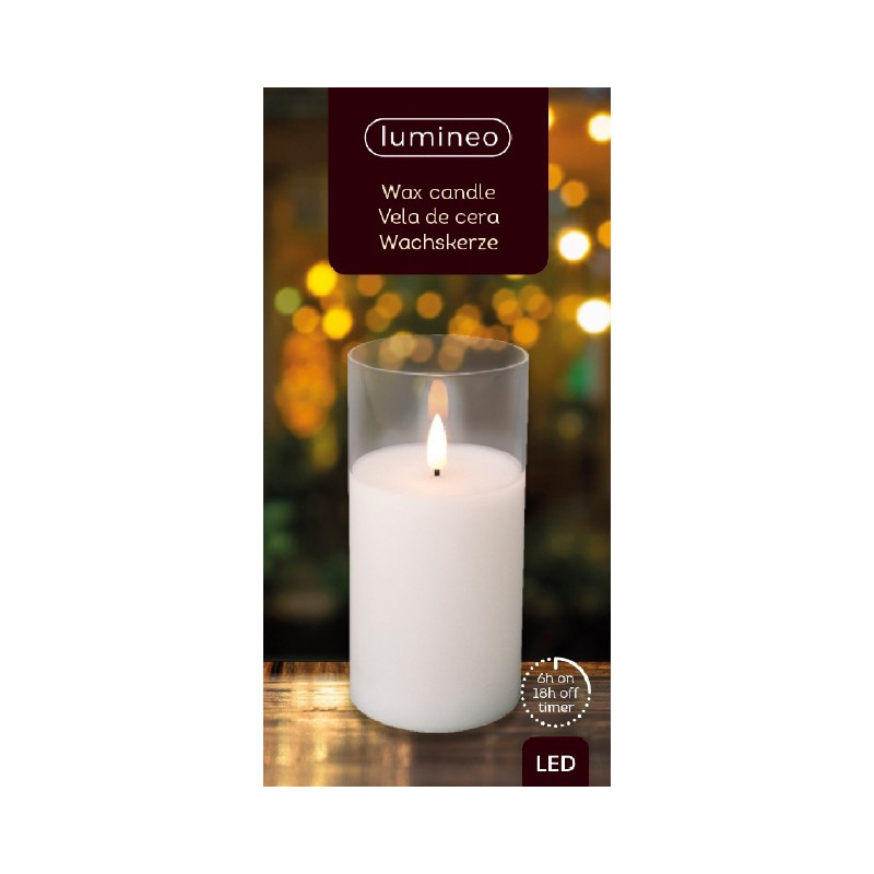 Lumineo LED Flicker Flame Wax Candle in a Glass
