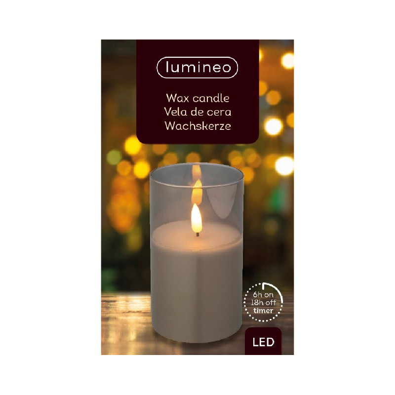 Lumineo LED Flicker Flame Wax Candle in a Glass