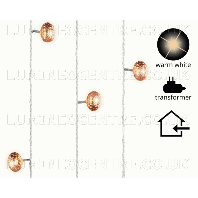 Lumineo 30 Warm White LED Copper Bauble Lights