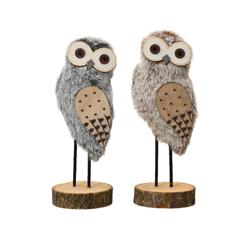 Plush Polyester Owl Decoration by Decoris