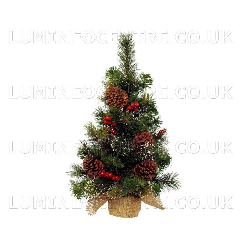 Lumineo 60cm Green Berry Tree with Snowy Decoration