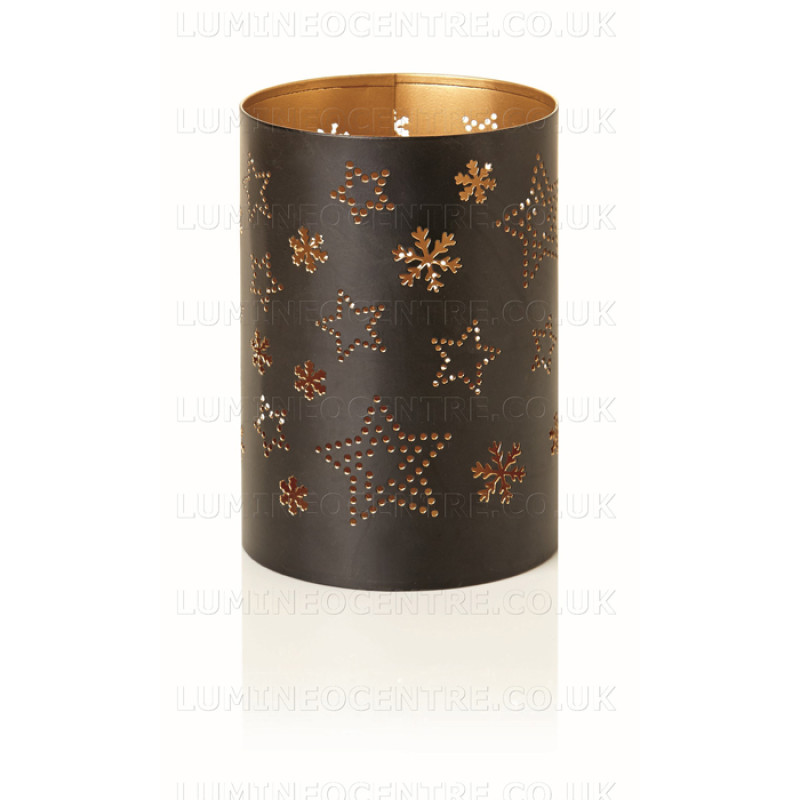 Premier 14cm Black Metal Candle Holder Stars and Flakes Design
