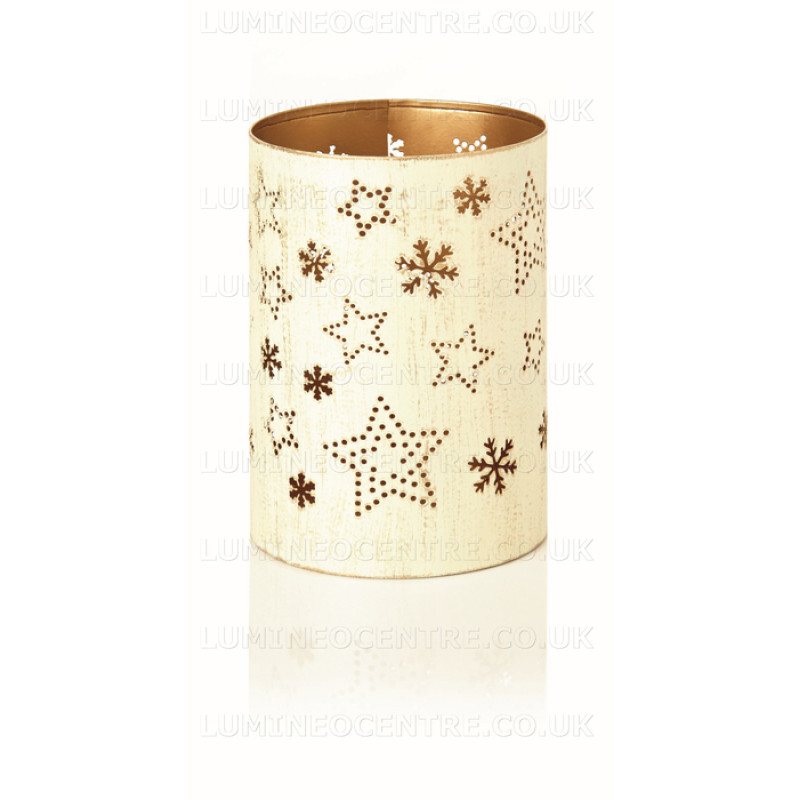 Premier 14cm White Metal Candle Holder Stars and Flakes Design
