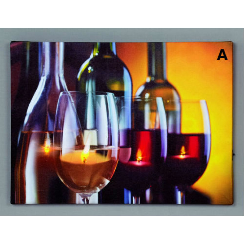 Wine Glasses LED Canvas Print