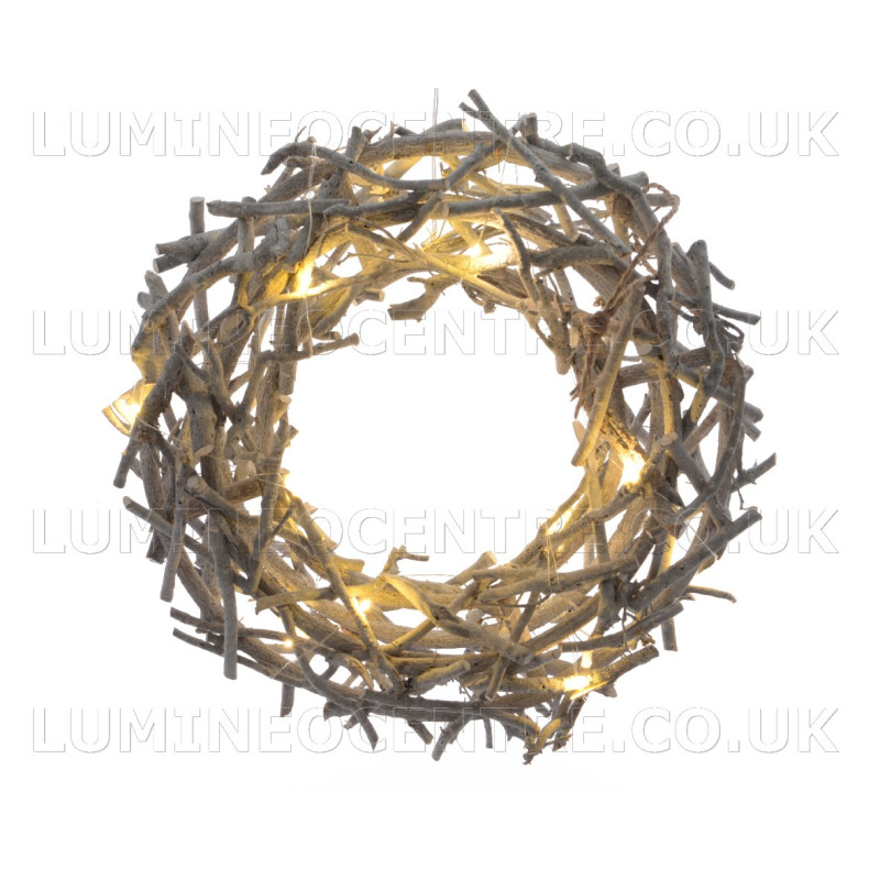 Lumineo 30cm 16 Warm White LED Rattan Wreath