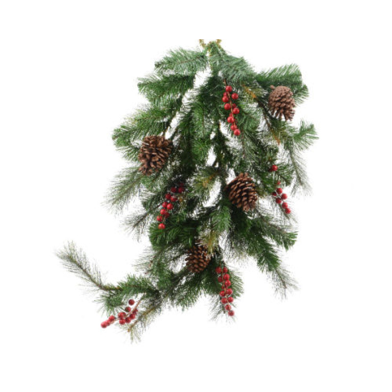 Everlands Teardrop Garland with Winter Berries and Pinecones