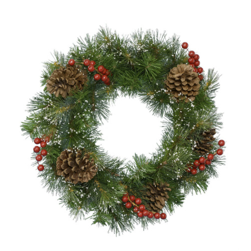 Everlands Snowy Winter Berry and Pinecone Wreath
