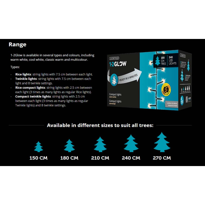 Lumineo 1-2 Glow 8 Function Multicoloured LED Compact Twinkle Lights