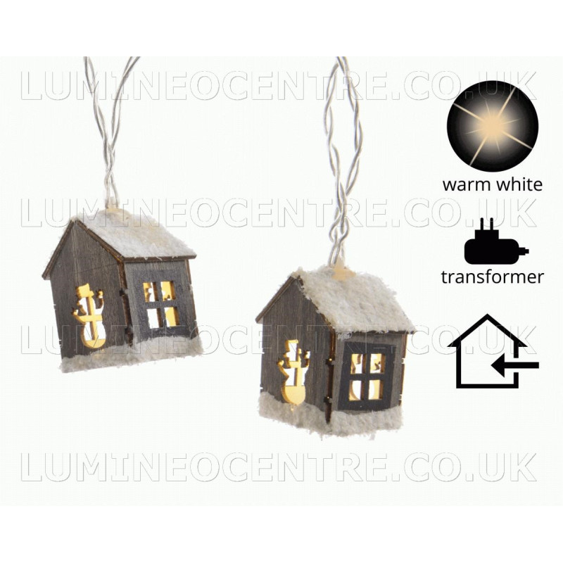 Lumineo 20 Warm White LED Wooden Bauble Lights