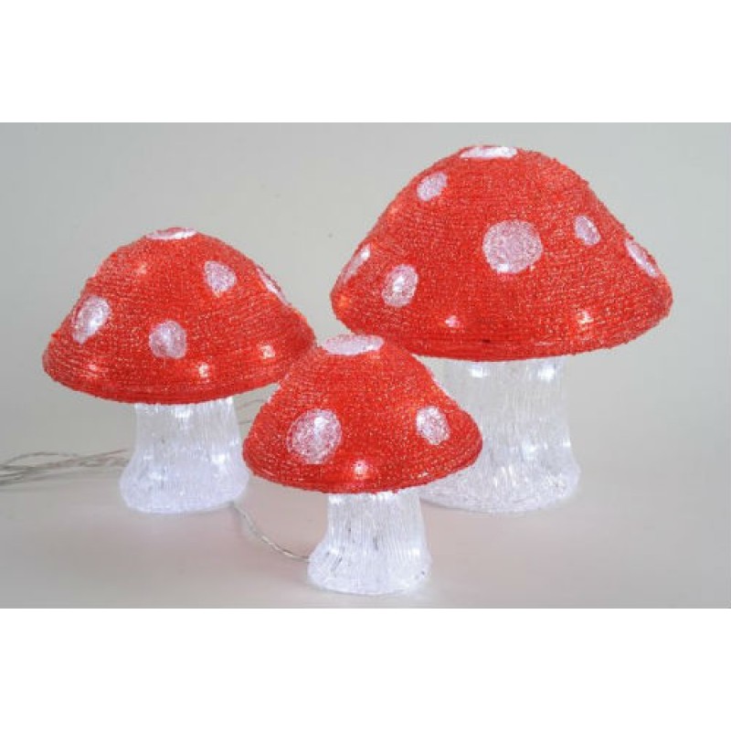 Lumineo Set of 3 LED Acrylic Mushroom Lights