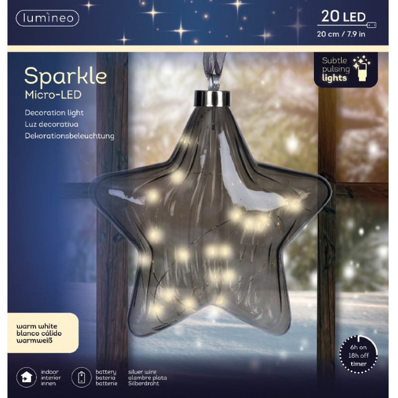 Lumineo Anthracite Subtle Light Hanging Glass Star