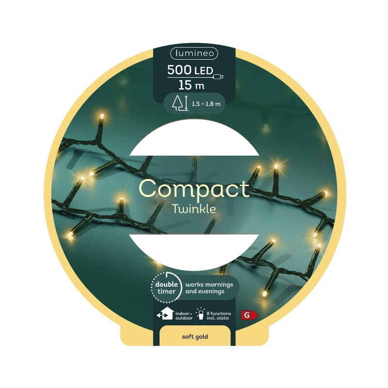 Lumineo 500 LED Double Timer Compact Twinkle Lights