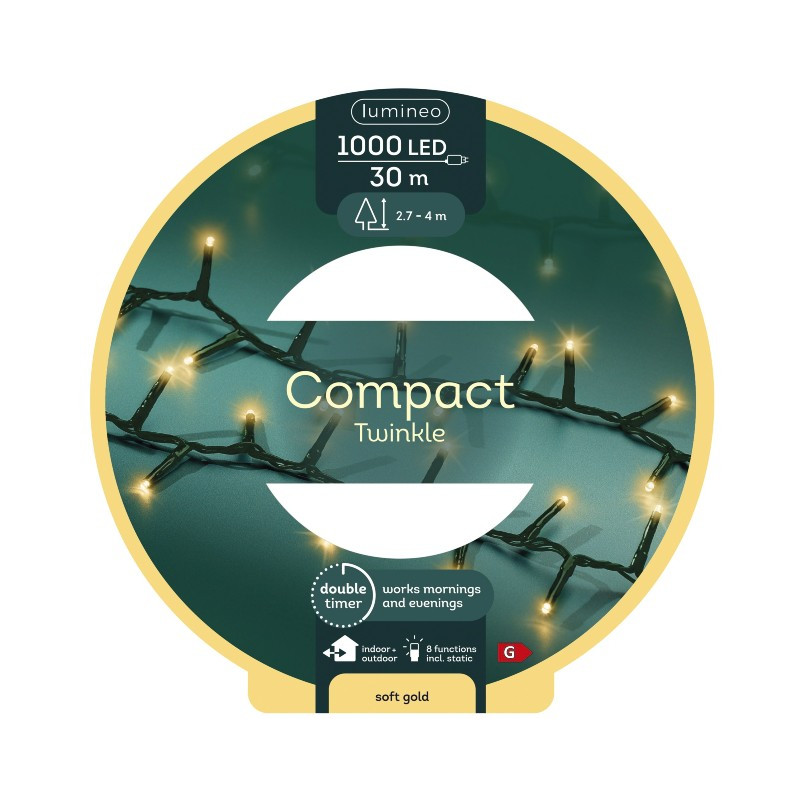 Lumineo 1000 LED Double Timer Compact Twinkle Lights