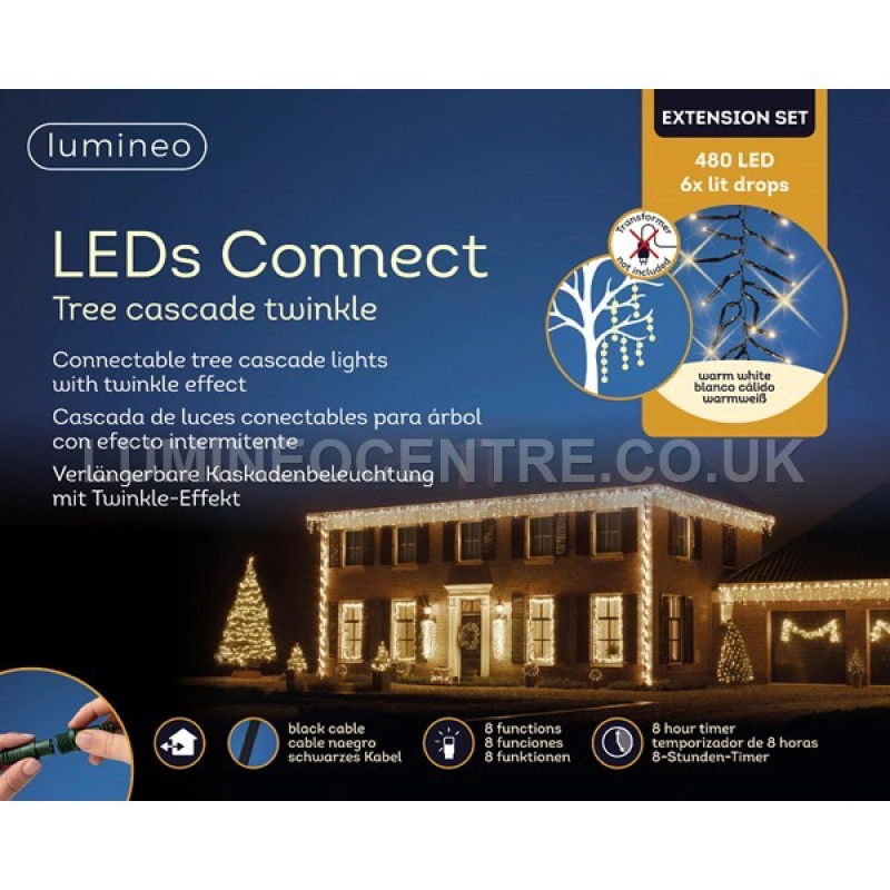 Lumineo LEDs Connect 480 LED Tree Cascade Twinkle Lights Extension Set 2019 Onwards