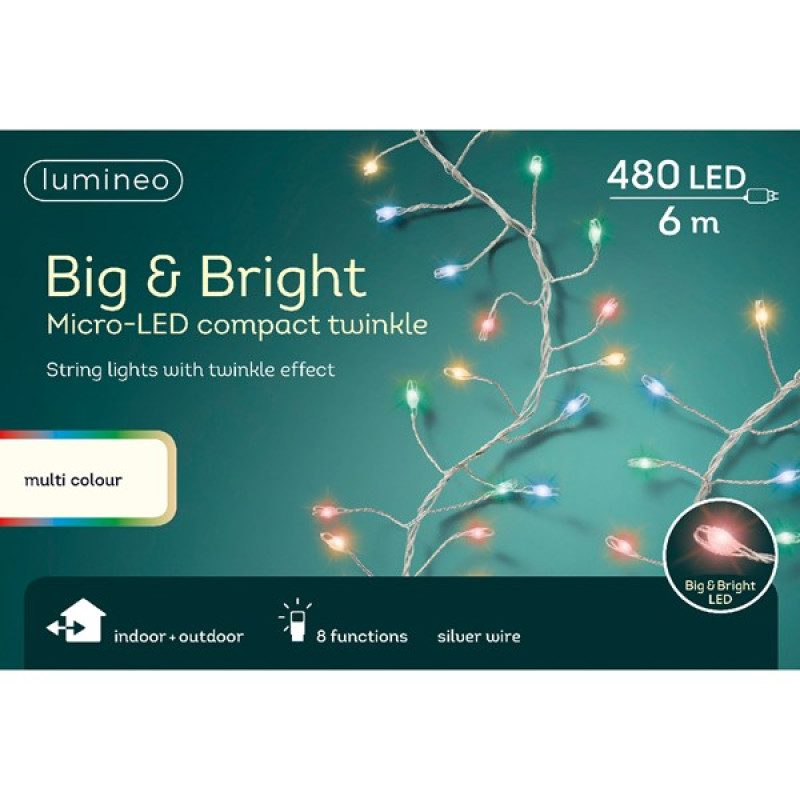 Lumineo Big & Bright Multicoloured Micro LED Compact Twinkle String Lights