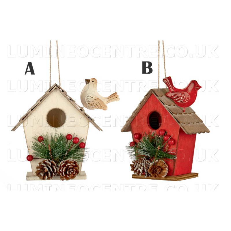 Premier 16.5cm Wooden Bird House in Red or White