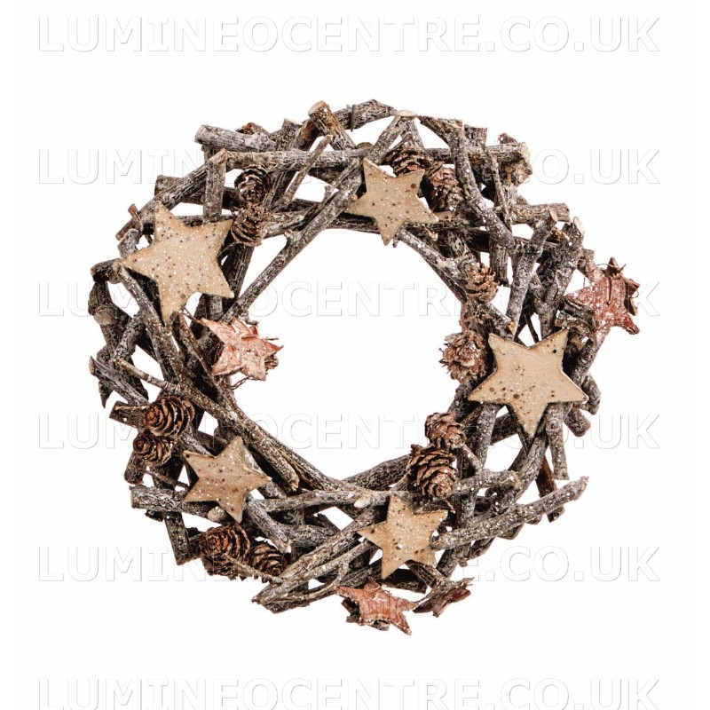 Premier 22cm Sparkle Twig Wreath with Pinecones