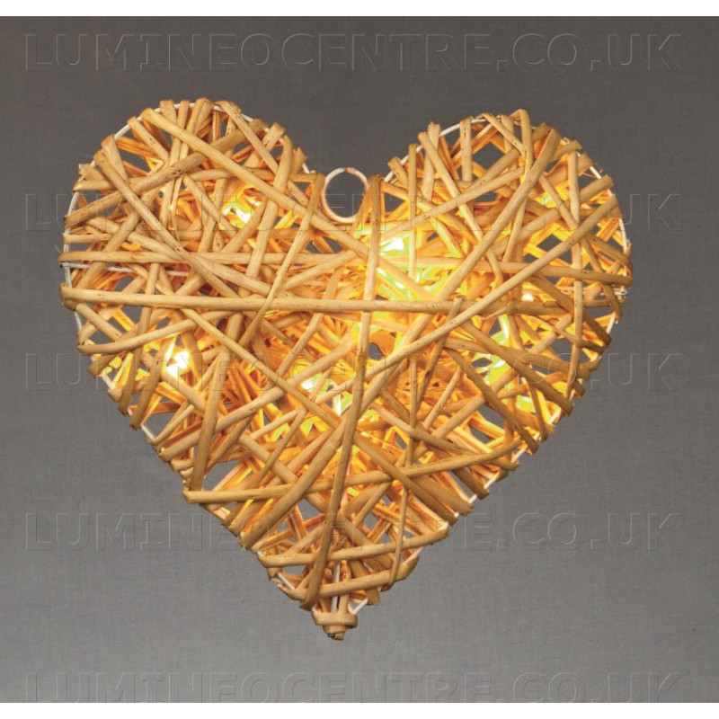 Premier 30cm Wicker Heart with 15 Warm White LEDs 