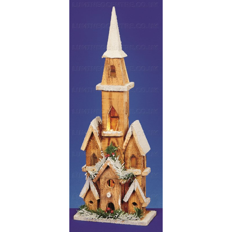 Premier Wooden Illuminated Church 50cm Warm White