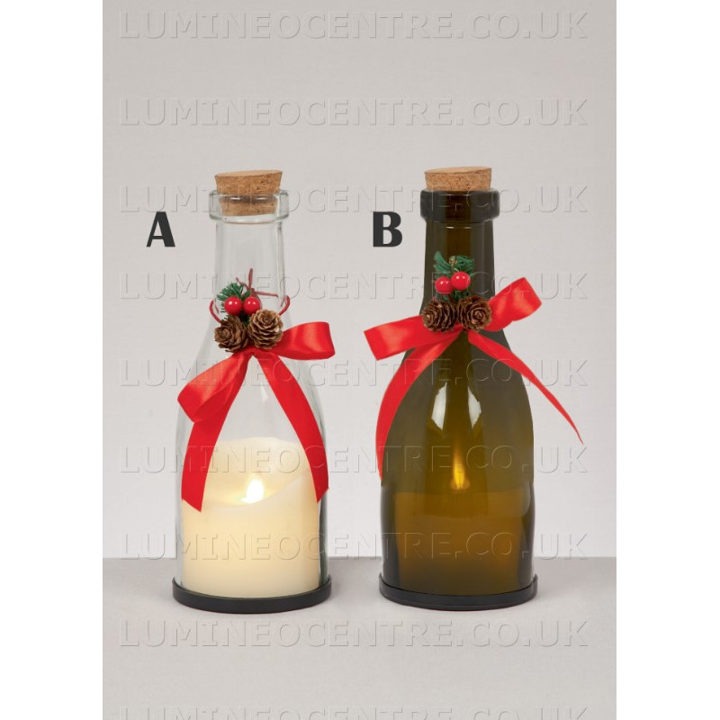 Premier 27cm Christmas Bottle with LED Candle