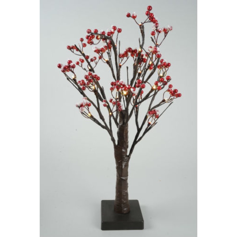 Lumineo 50cm Battery Operated LED Frosted Berry Tree