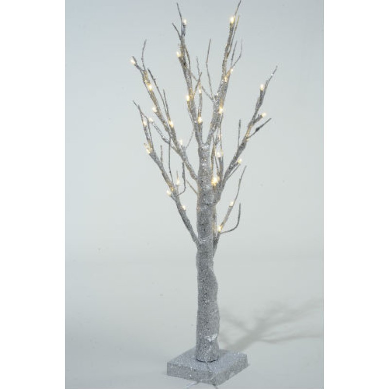 Lumineo 60cm LED Pre-lit Silver Glitter Paper Christmas Tree