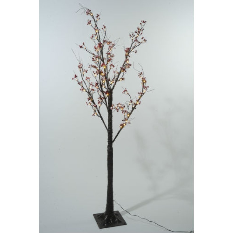 Lumineo 125cm Warm White LED Pre-lit Frosted Berry Christmas Tree