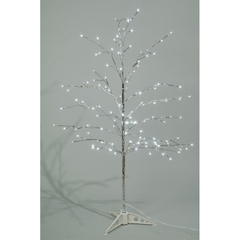 Lumineo 120cm Cool White LED Pre-lit Outdoor Silver Christmas Tree