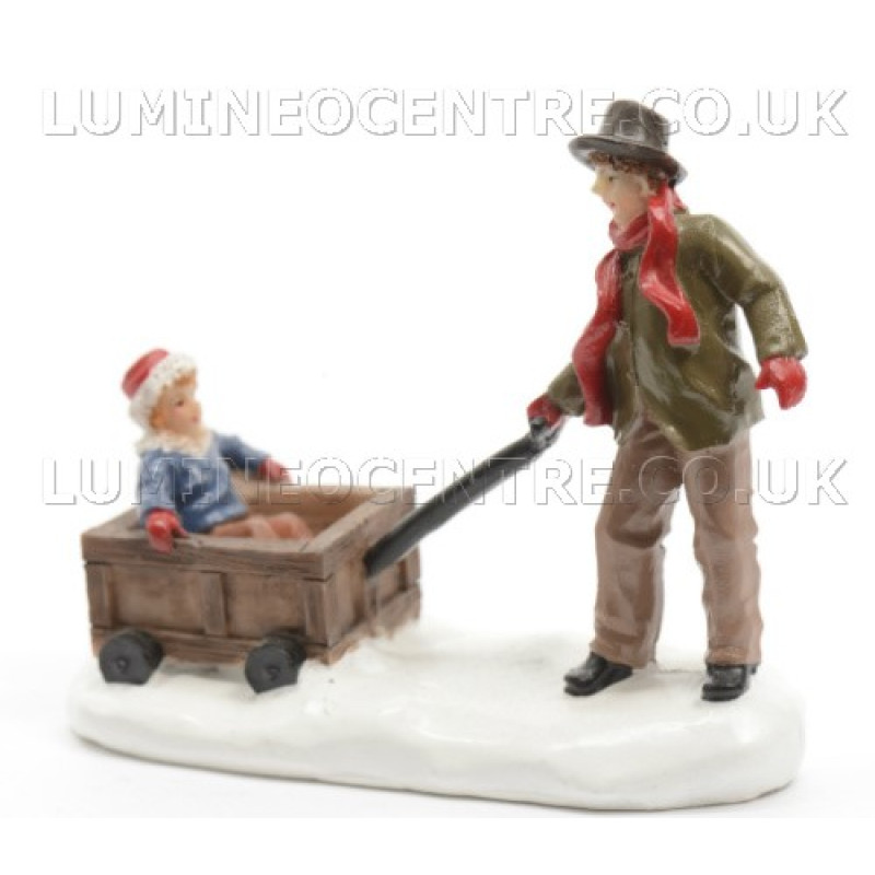 Lumineo Miniature Father and Son Cart Figure