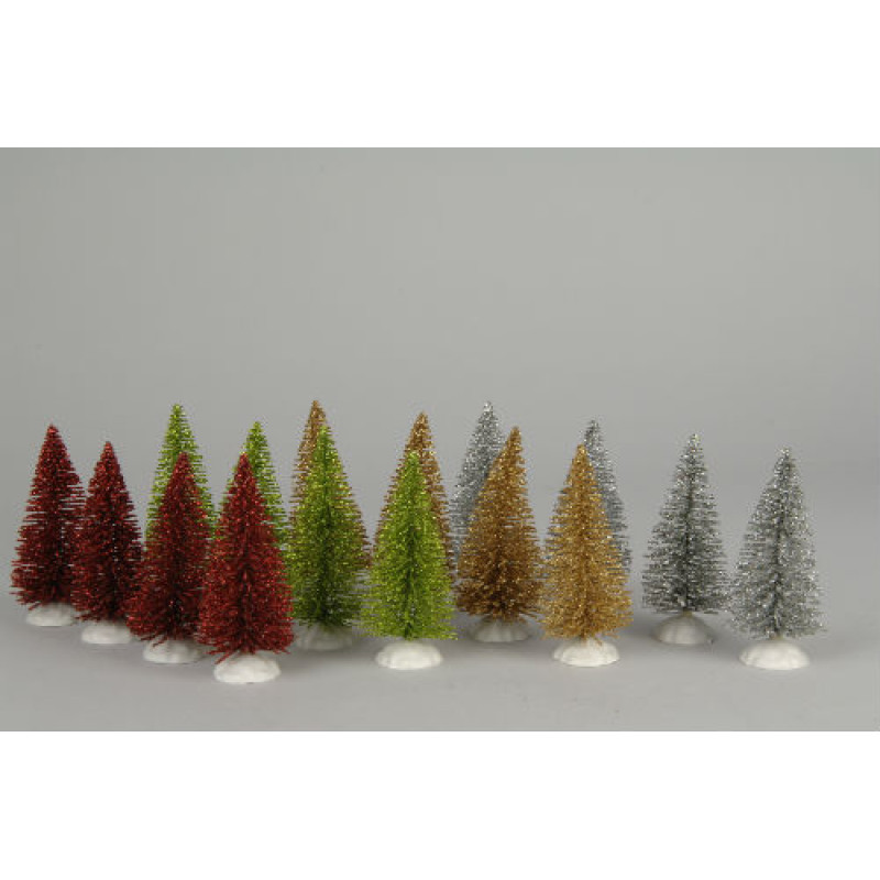 Lumineo 4 Minature Glitter Christmas Trees
