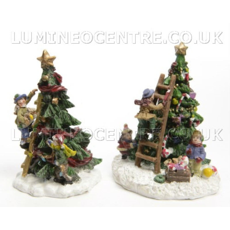 Lumineo Miniature Children Decorating a Tree Figure