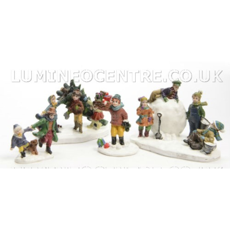 Lumineo Set of 4 Children on the Street Figurines