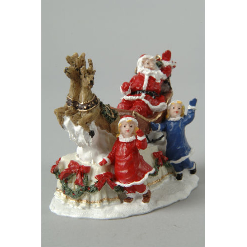 Lumineo Santa with Sleigh and Children Figurine