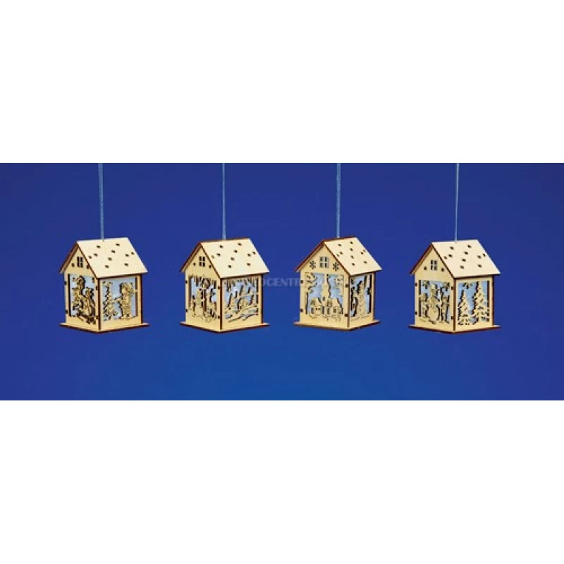 Premier Wooden House Hanging LED Decoration