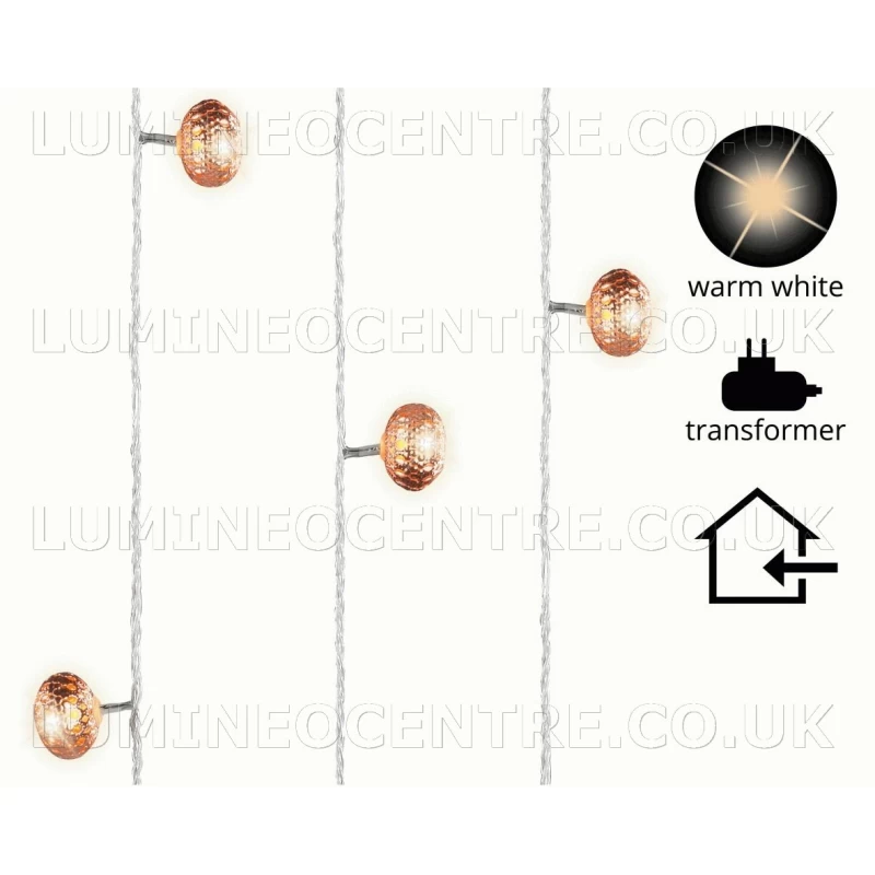 Lumineo 30 Warm White LED Copper Bauble Lights Lumineo 30 Warm White LED Copper Bauble Lights